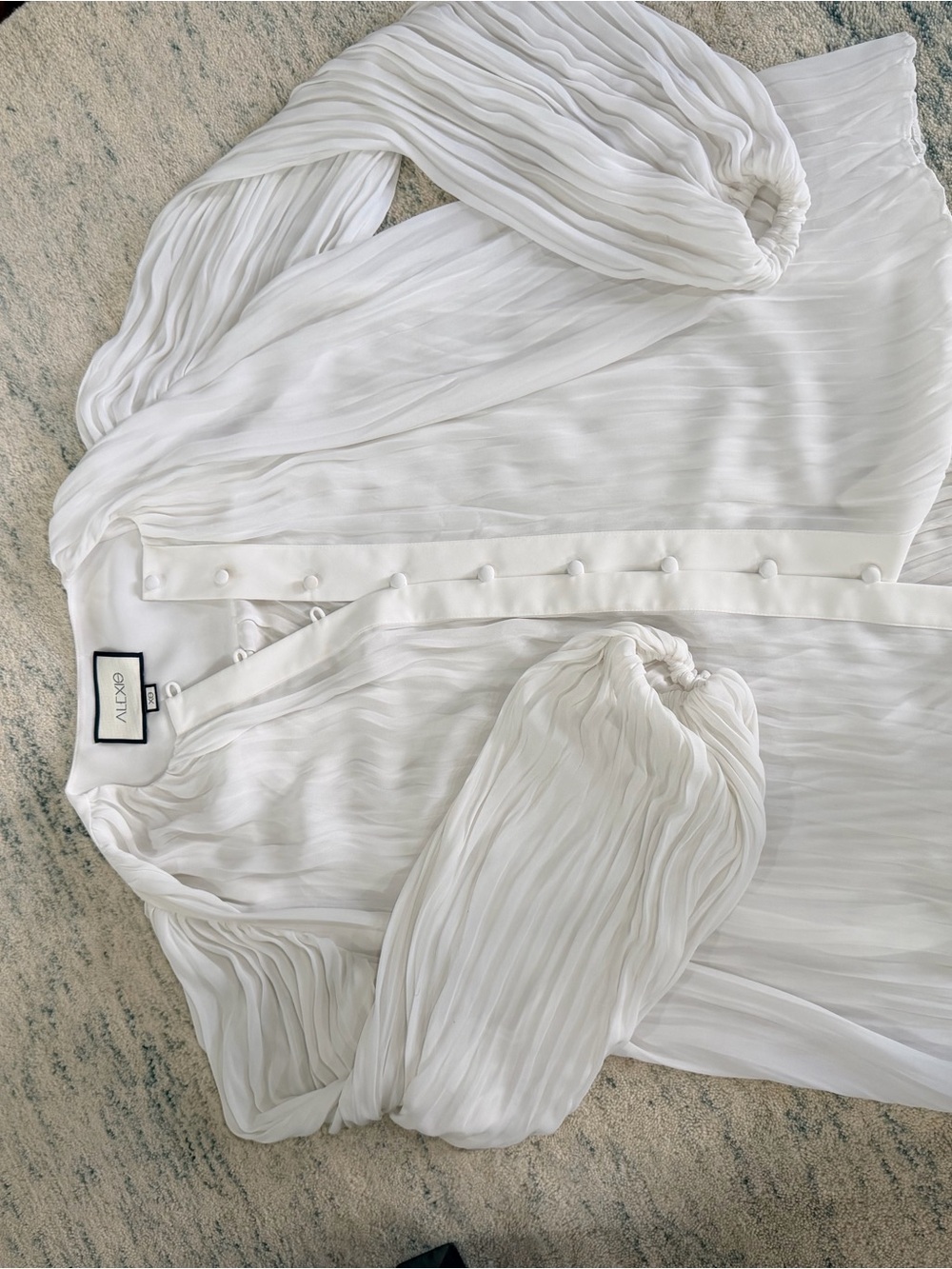 Aldo White Pleated Button-Front Blouse